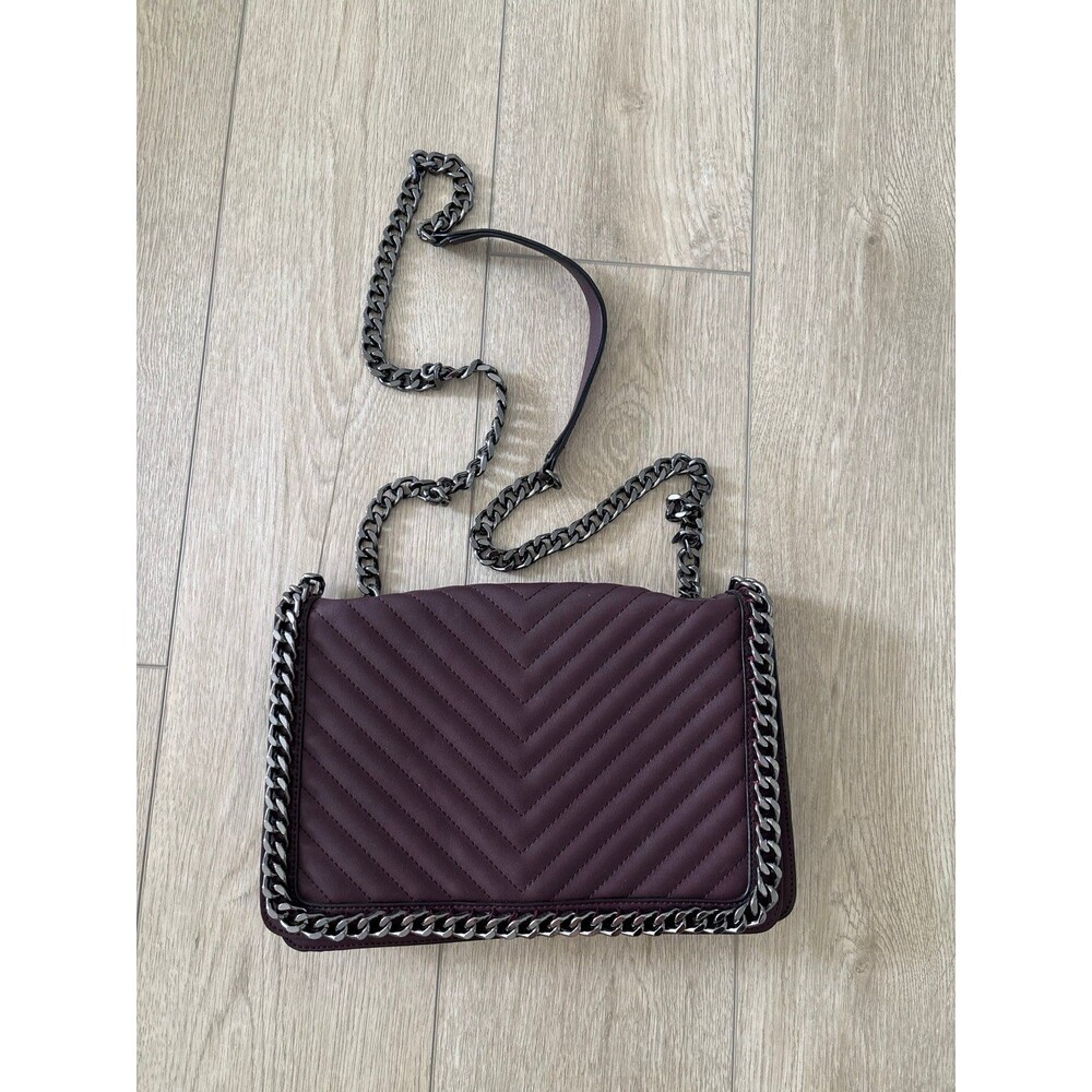 ALDO Cognac Greenwald Biker Grunge Moto Metal Y2K 90s chain flap shoulder bagEUC